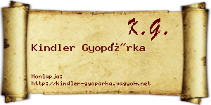 Kindler Gyopárka névjegykártya